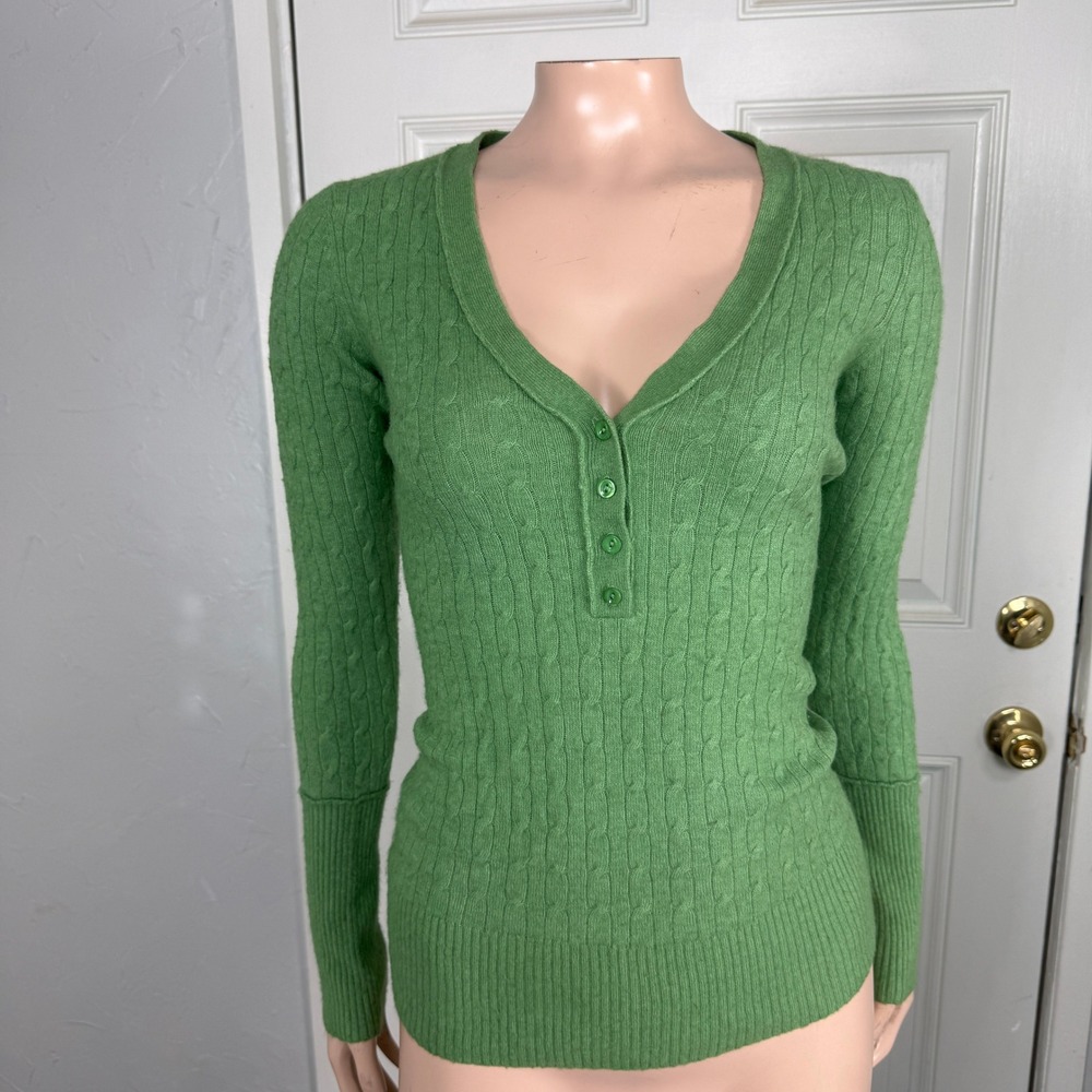 Vintage Y2K Aphorism Women Sweater Small Cable Knit Off Henley Angora Wool YY18